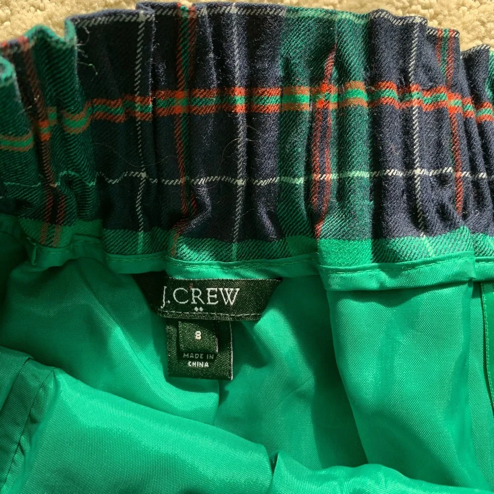 J. Crew Green and Navy Plaid Cotton Skirt